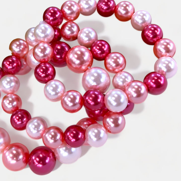 Pink Mix Pearl Stretch Bracelets