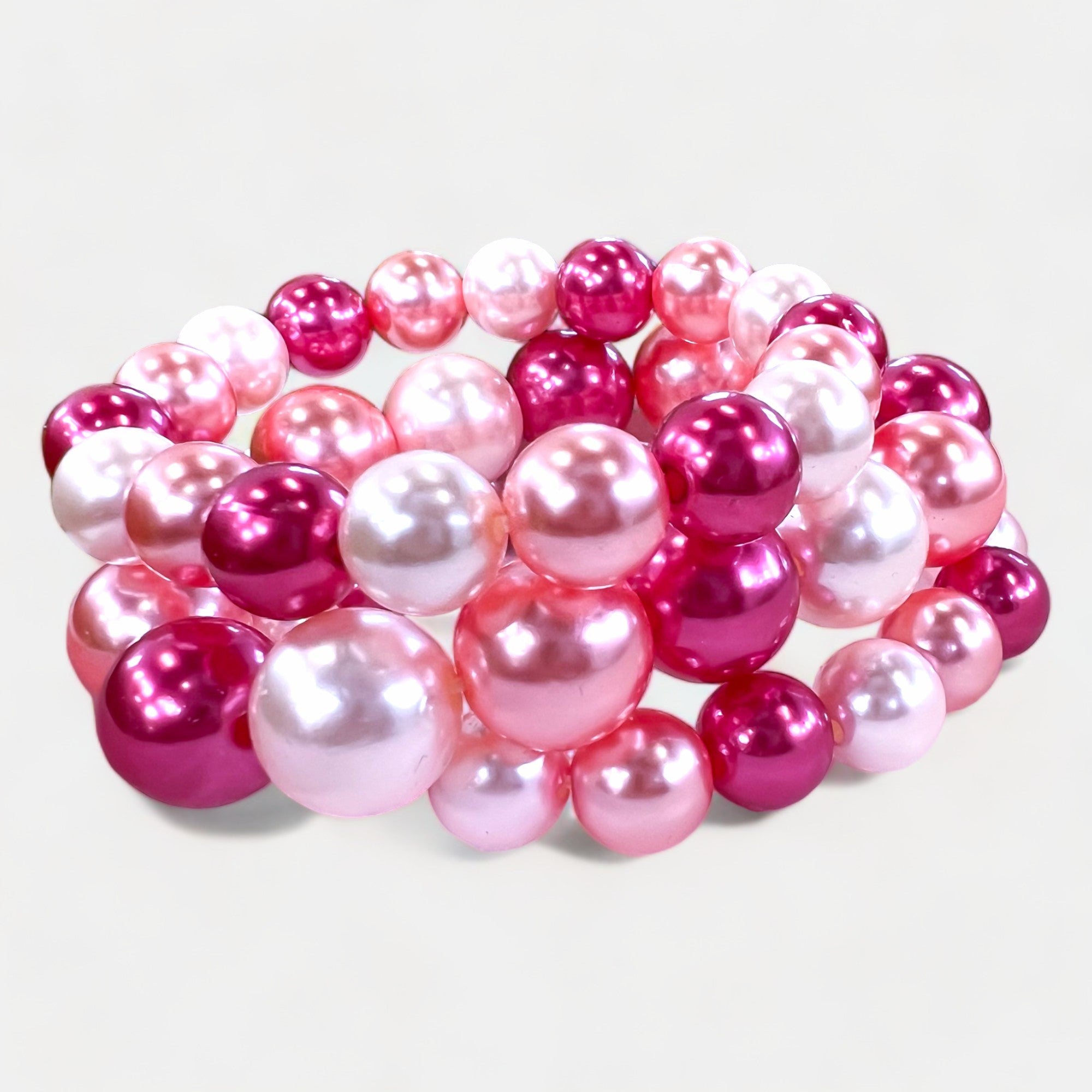 Pink Mix Pearl Stretch Bracelets