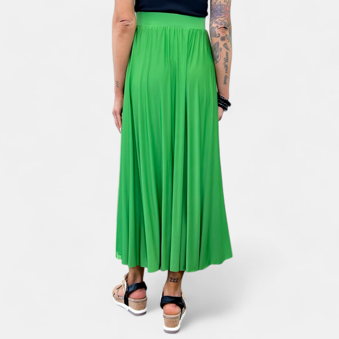 Green Pleated Maxi Skirt