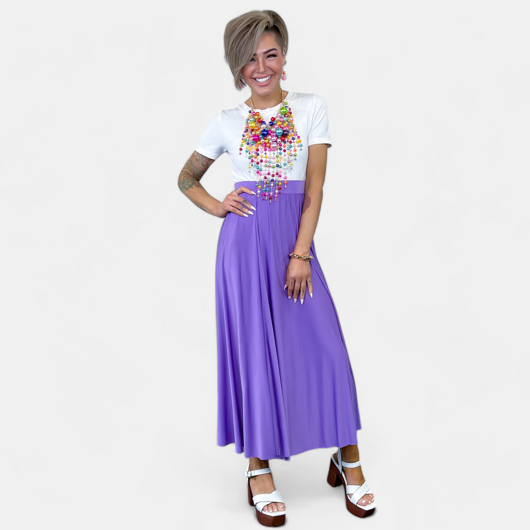 Lavender Pleated Maxi Skirt