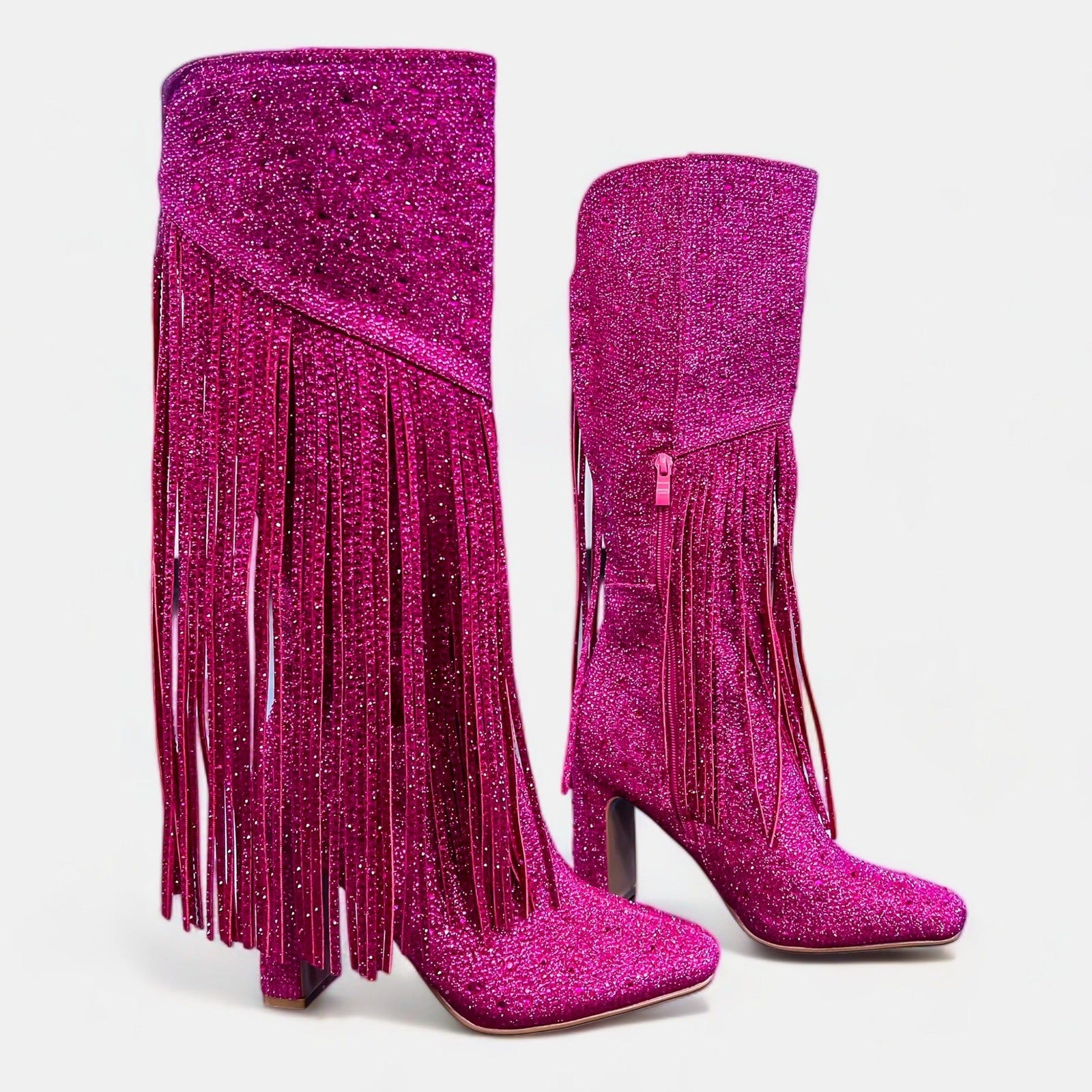 Pink fringe sales boots