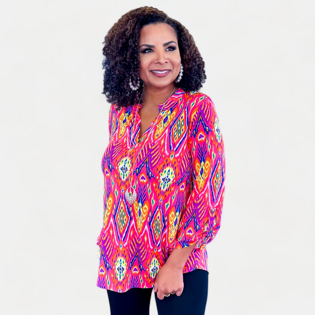 Pink Multi Tribal Lizzy Top