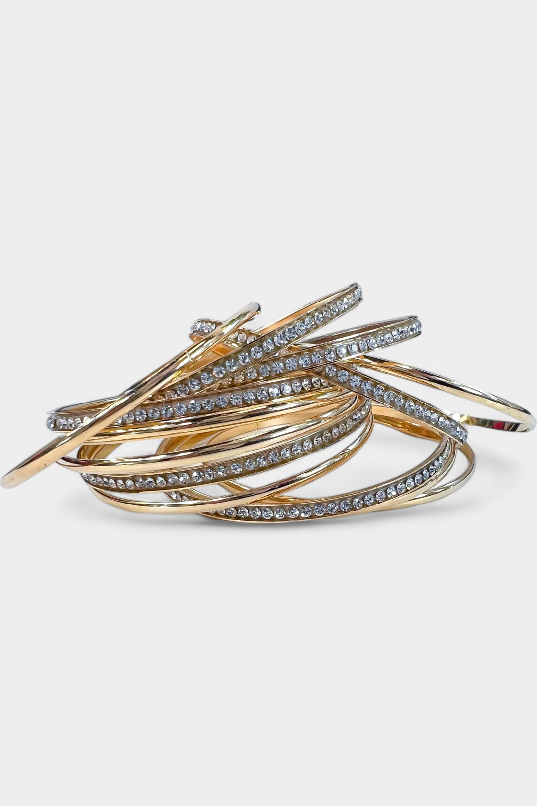 Gold Rhinestone Metal Bangle Bracelets