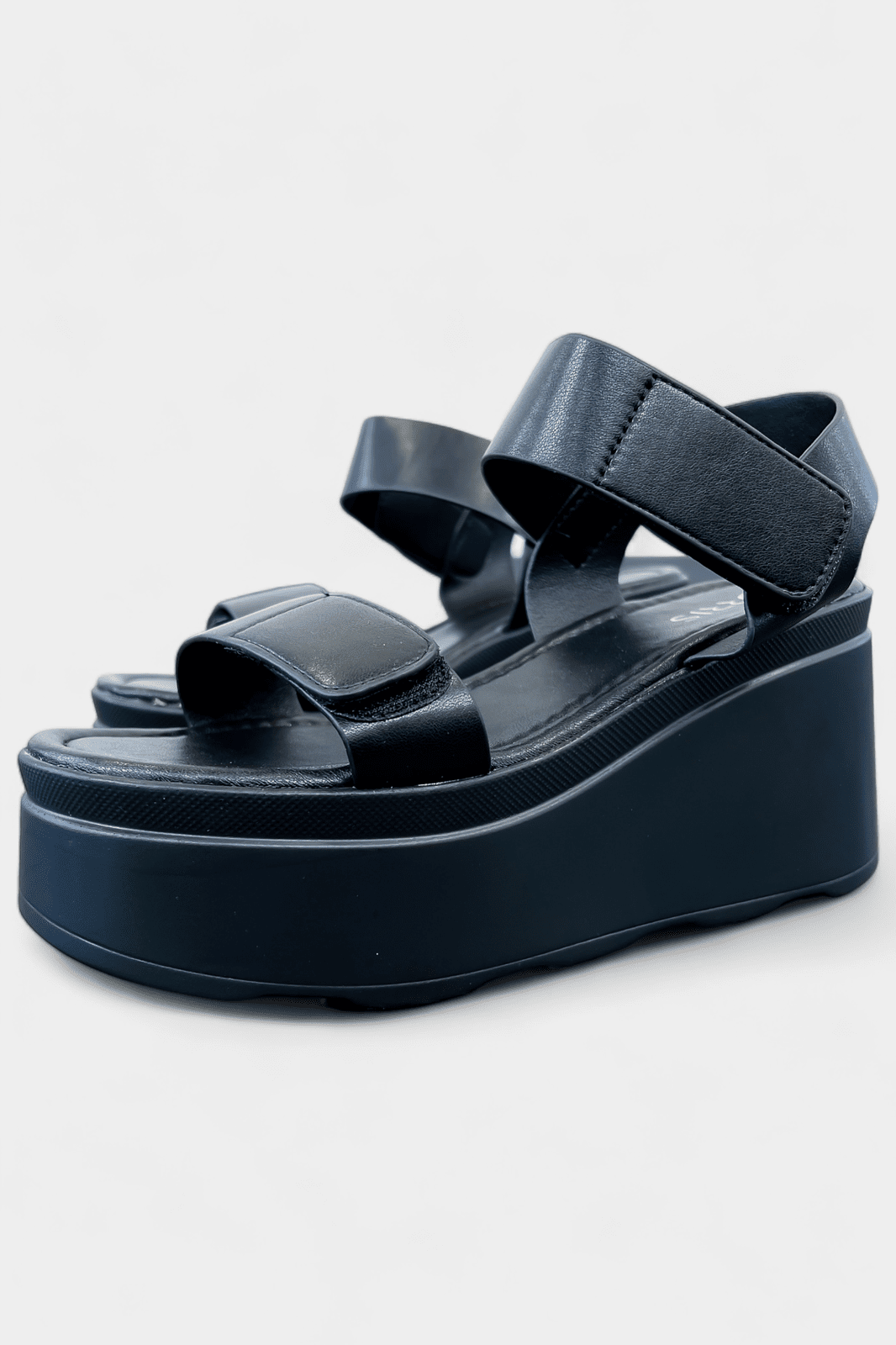 Black Adjustable Straps Platform Sandals