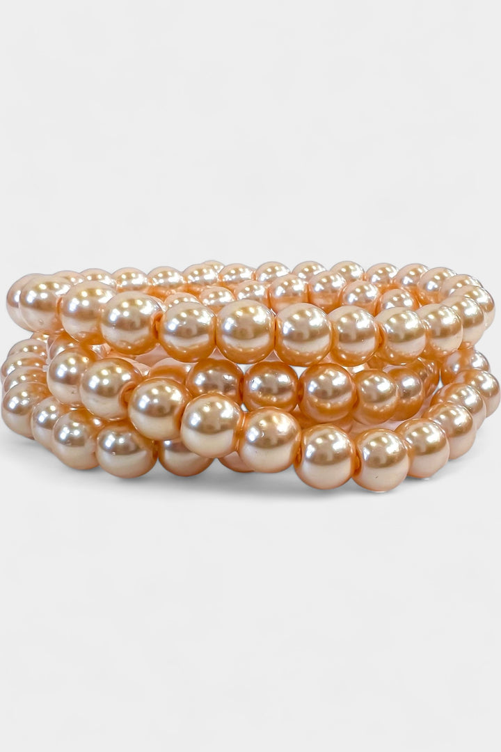 Tangerine Pearl Stretch Bracelets