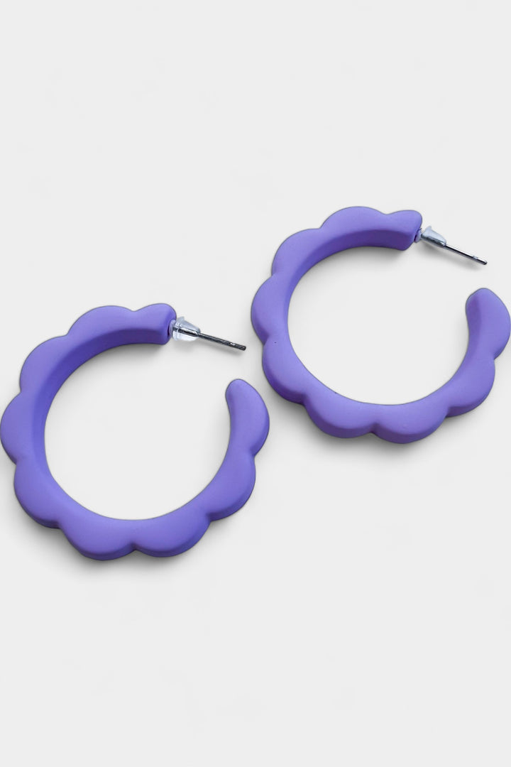 Purple Flower Hoop Earrings