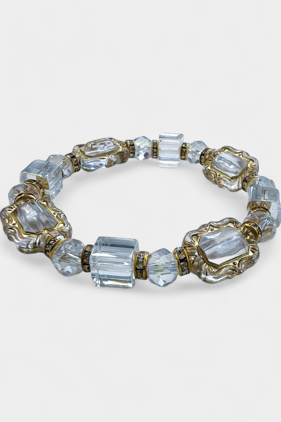 Clear Glass Stone Stretch Bracelet