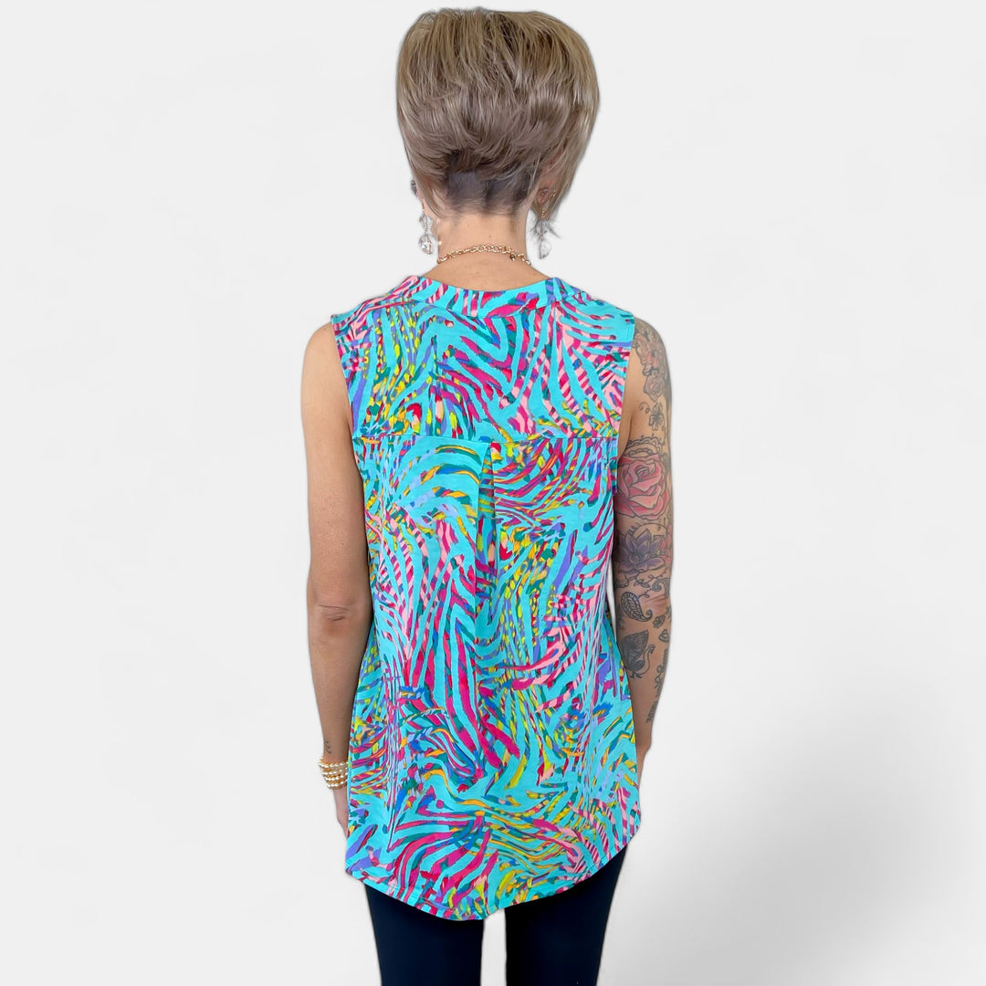 Teal Abstract Lizzy Tank Top