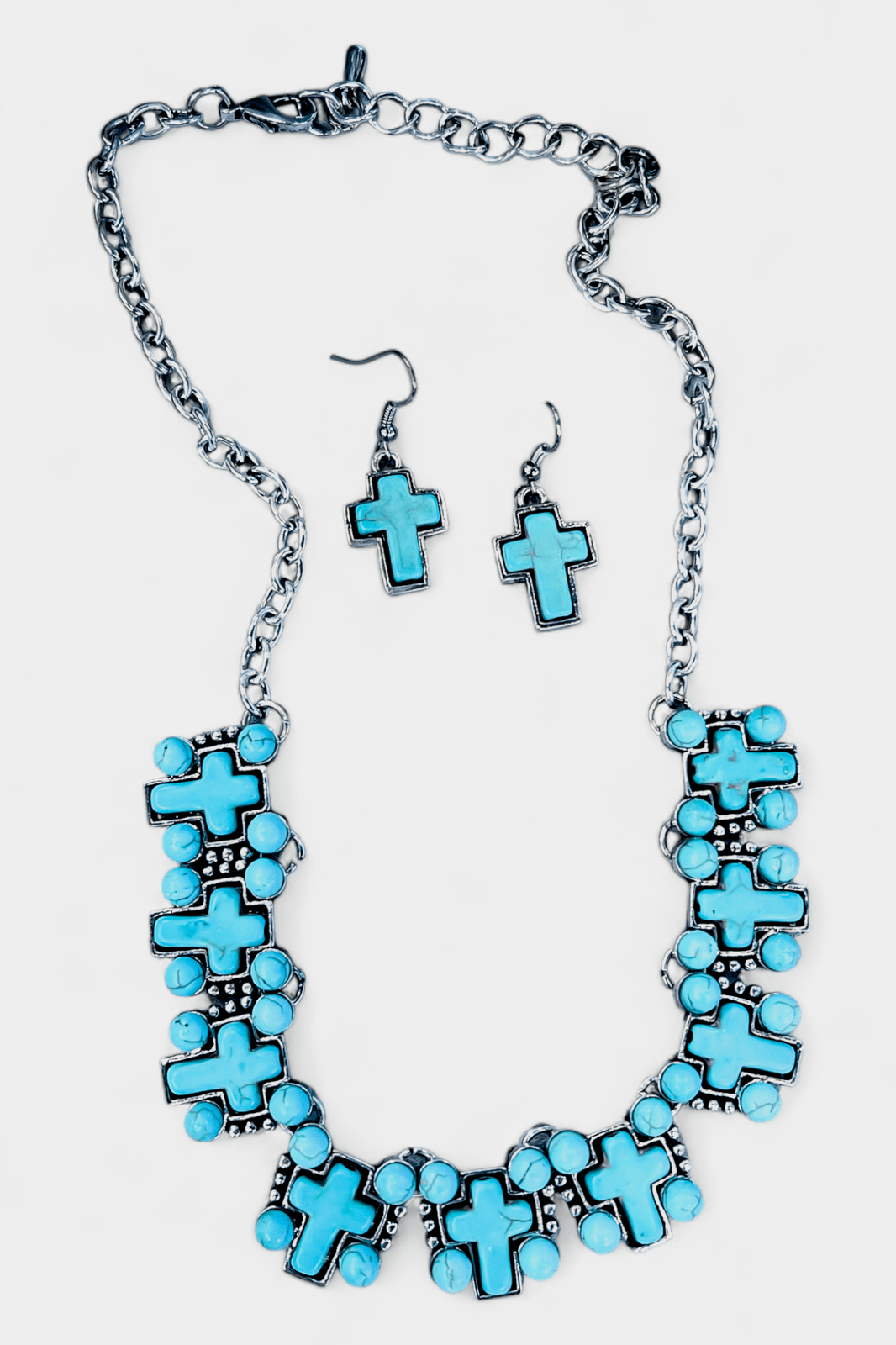 Turquoise Cross Collar Necklace Set