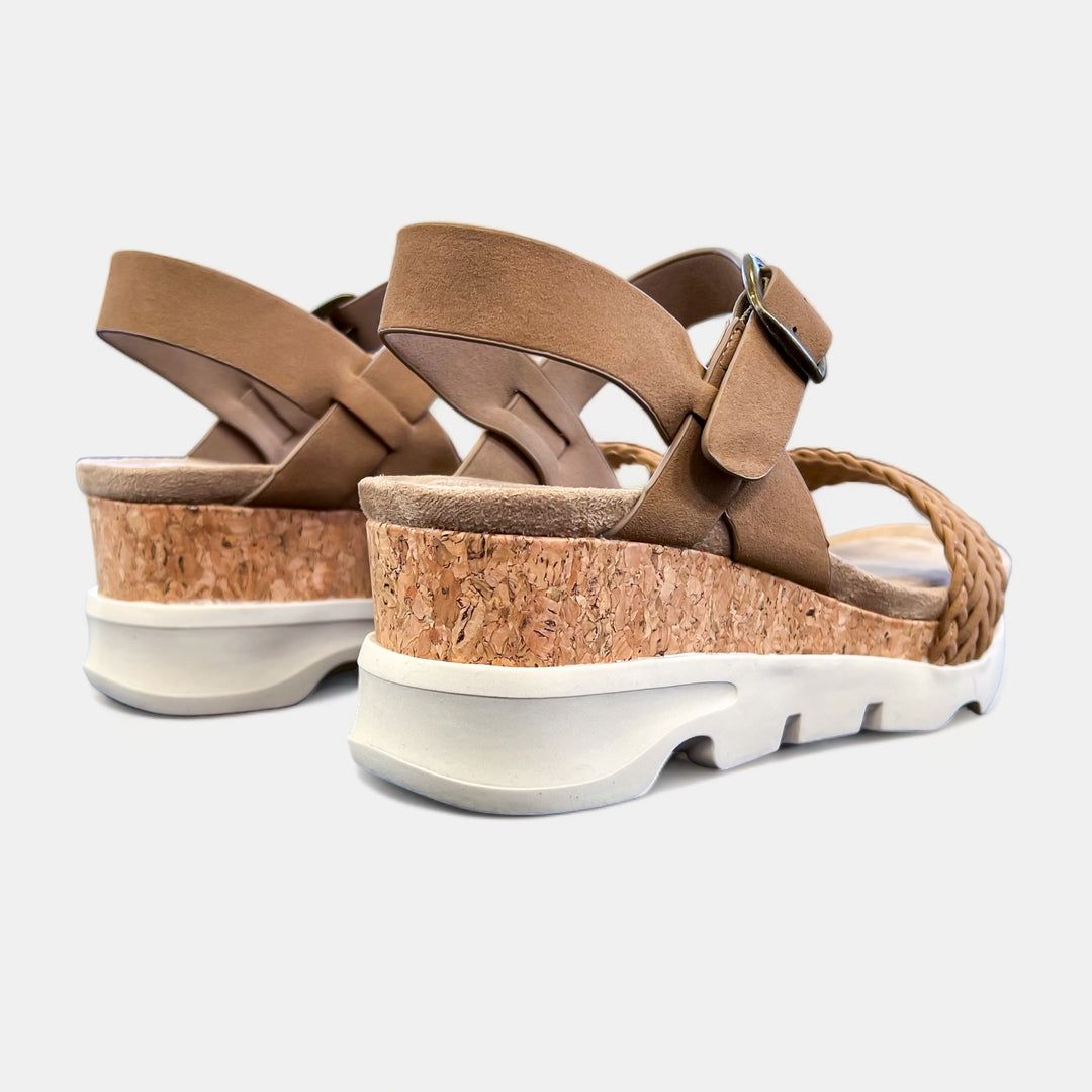 Taupe Woven Wedge Sandals