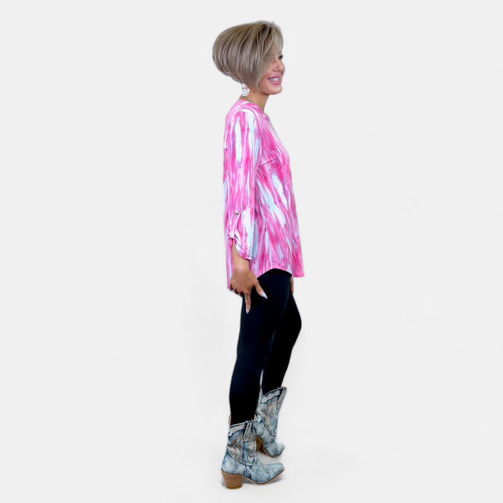 Pink Multi Abstract Lizzy Top