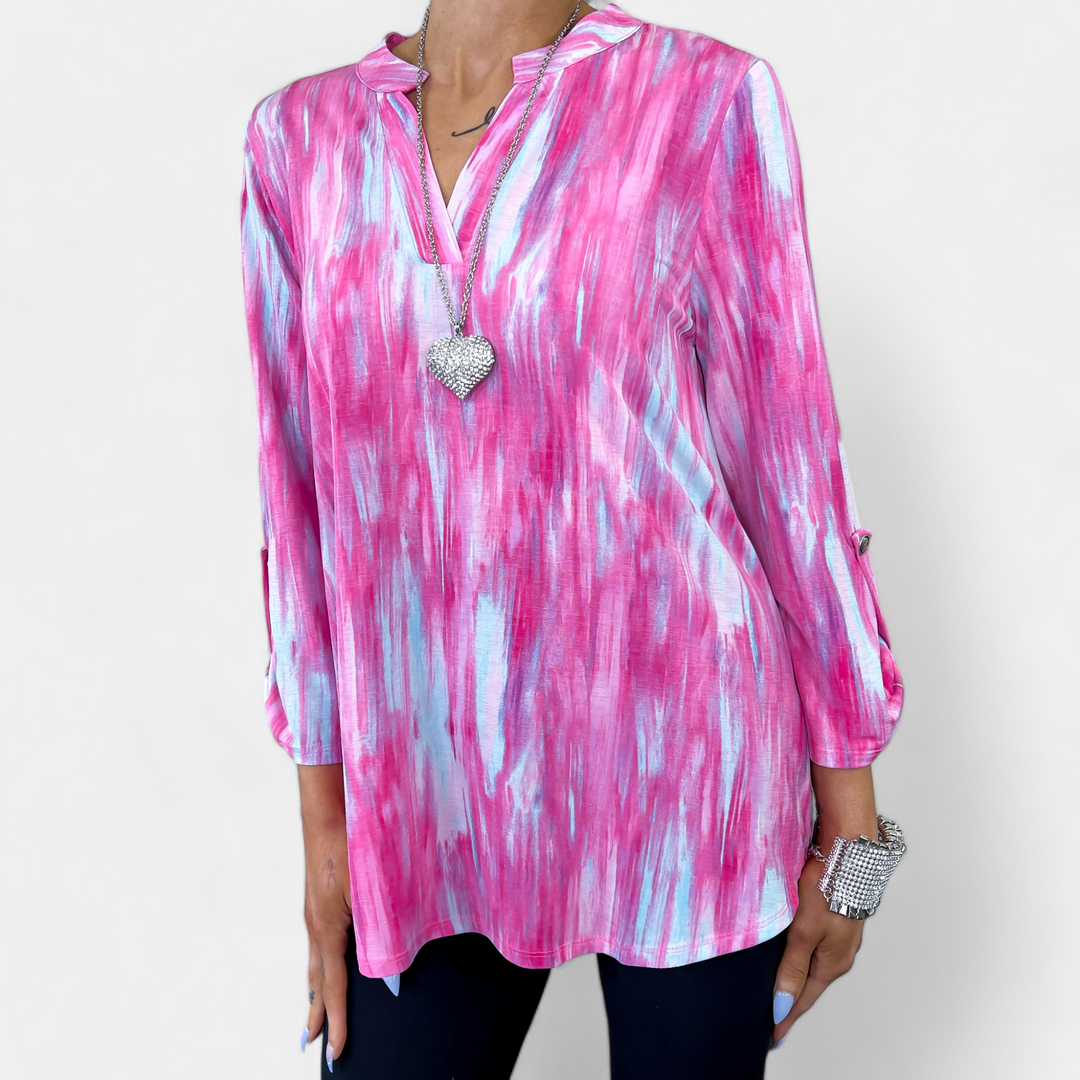 Pink Multi Abstract Lizzy Top