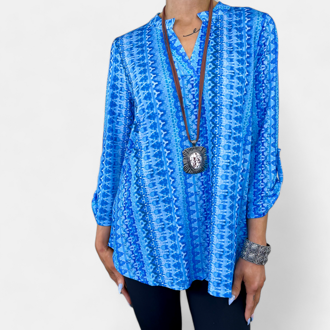 Blue Abstract Lizzy Top