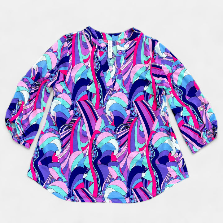 Blue Multi Abstract Lizzy Top