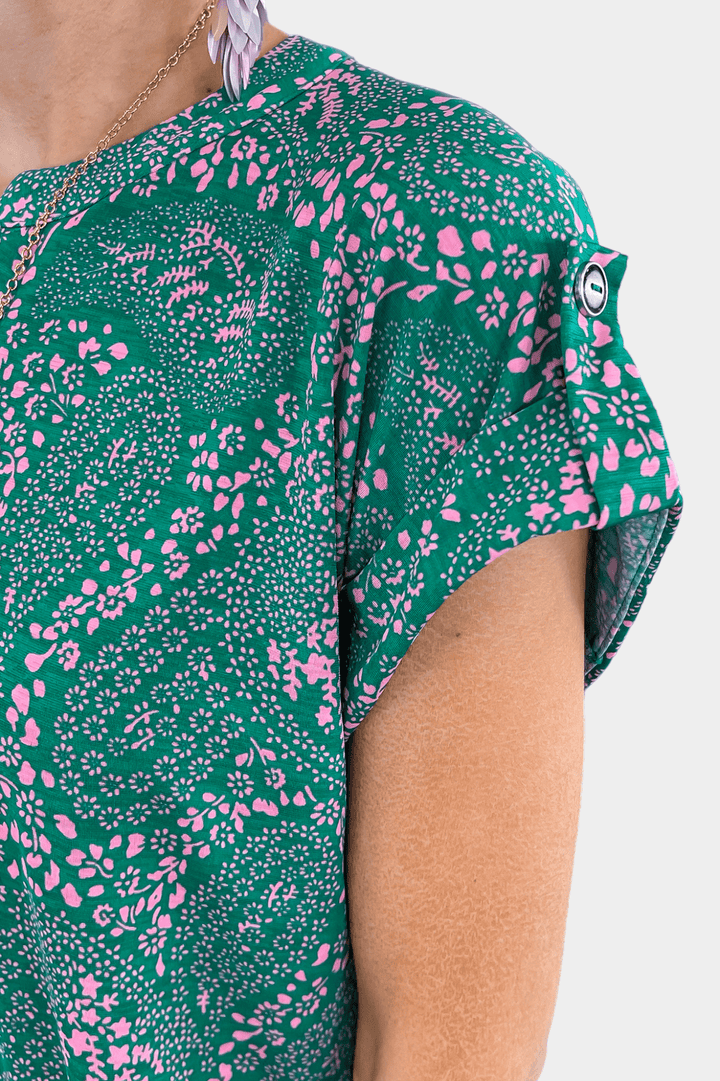 Green Paisley Lizzy Short Sleeve Top