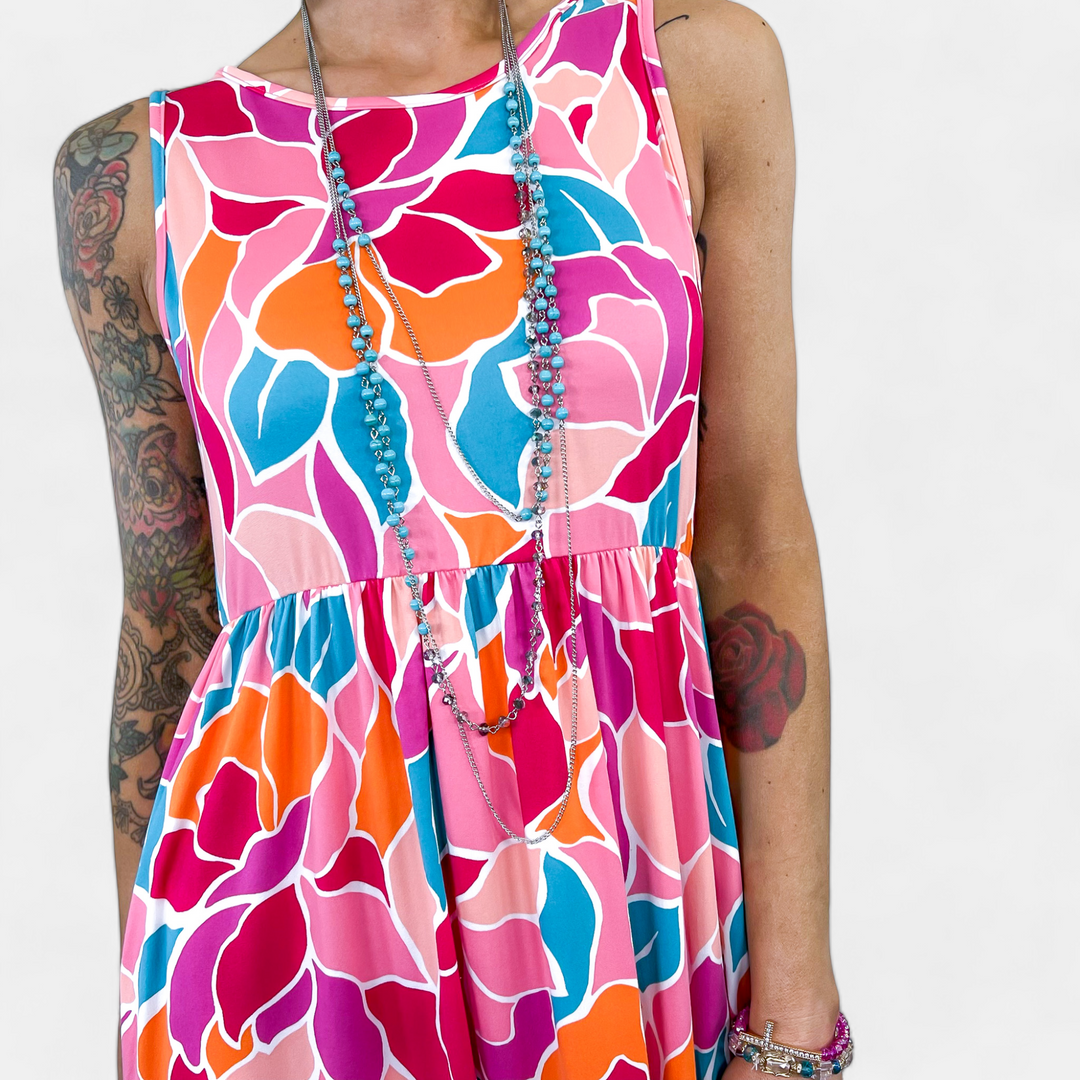 Abstract Floral Tank Maxi Dress