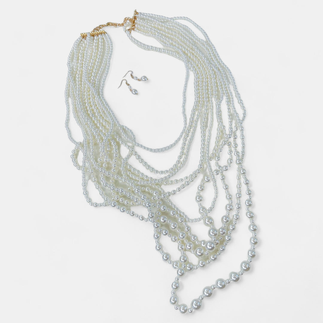 Pearl Multi Layered Long Necklace
