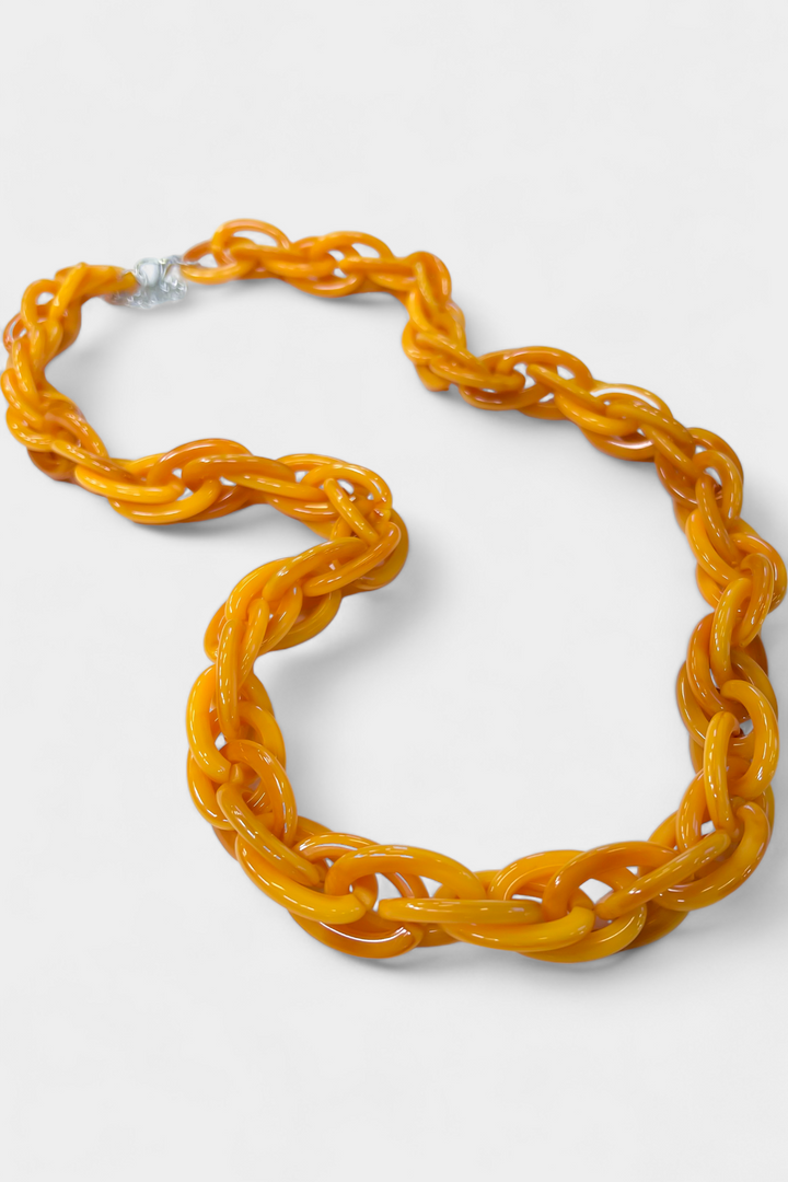 Yellow Chain Link Long Necklace