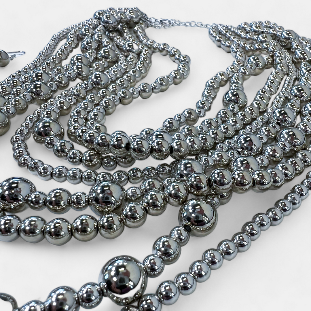 Silver Million Pearls Necklace Set