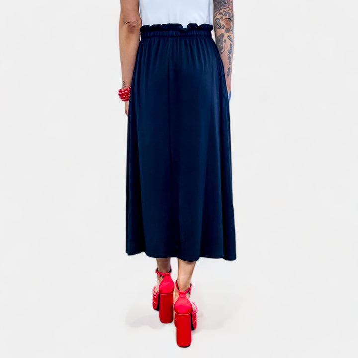 Black Paperbag Midi Skirt