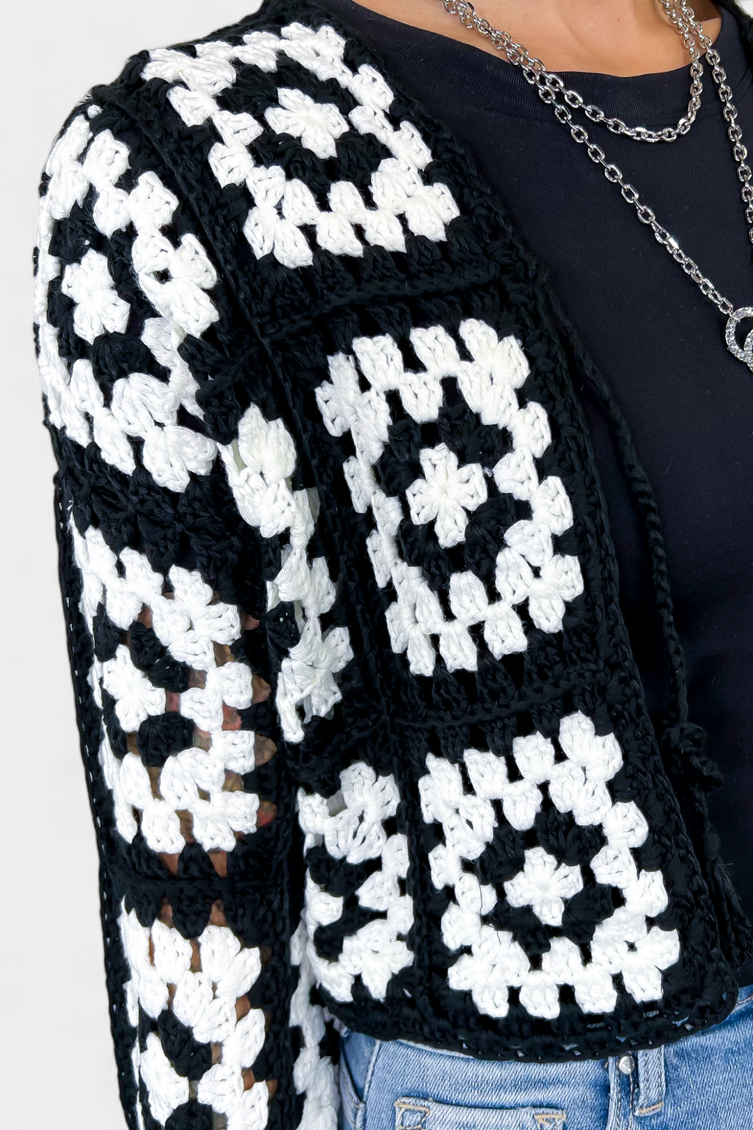 Black Crochet Cardigan