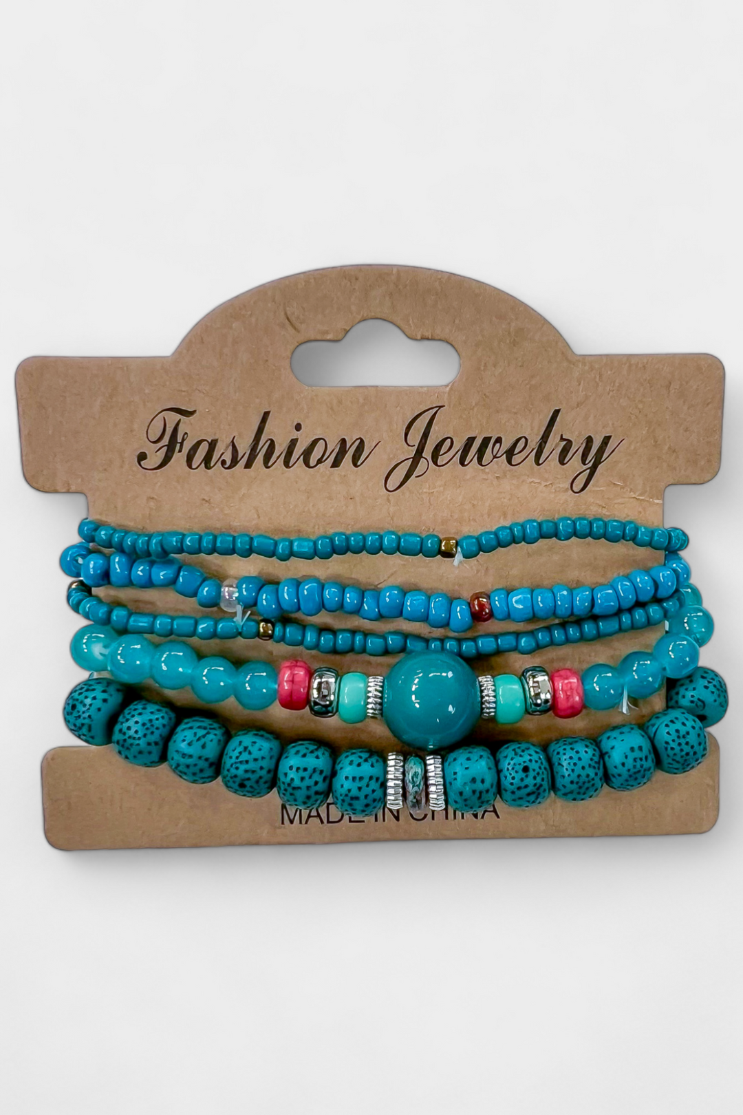 Turquoise Mixed Bead Stretch Bracelet Set