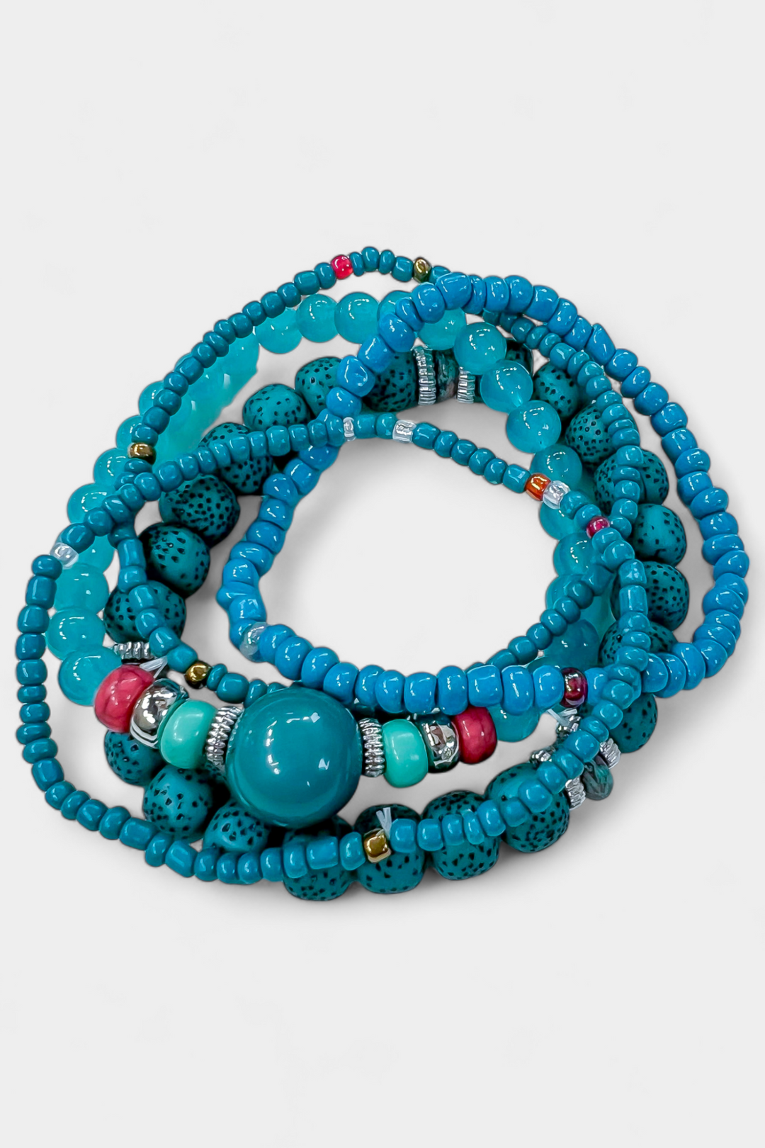 Turquoise Mixed Bead Stretch Bracelet Set