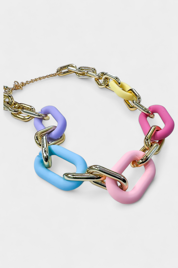 Multi Color Chain Link Summer Necklace