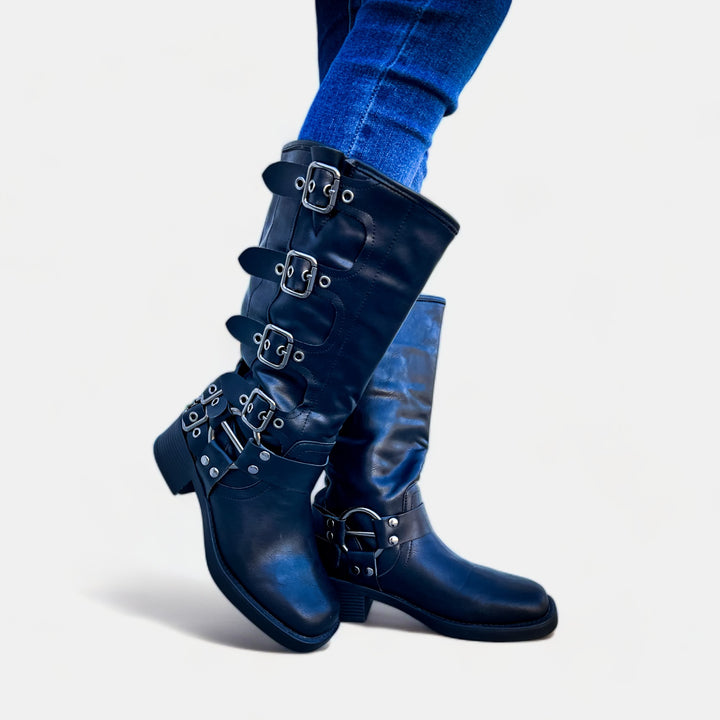 Black Mildred Buckle Boots