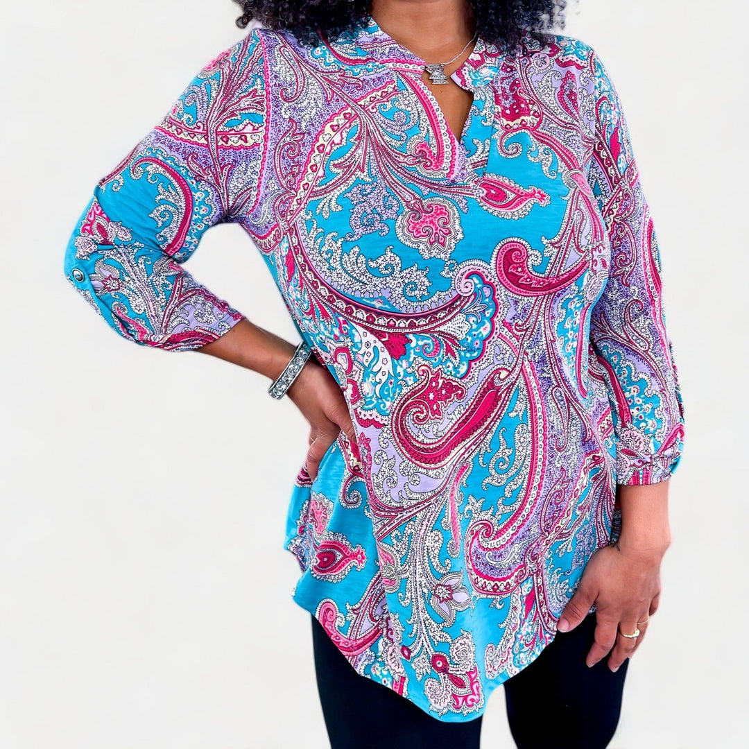 Blue Multi Paisley Lizzy Top