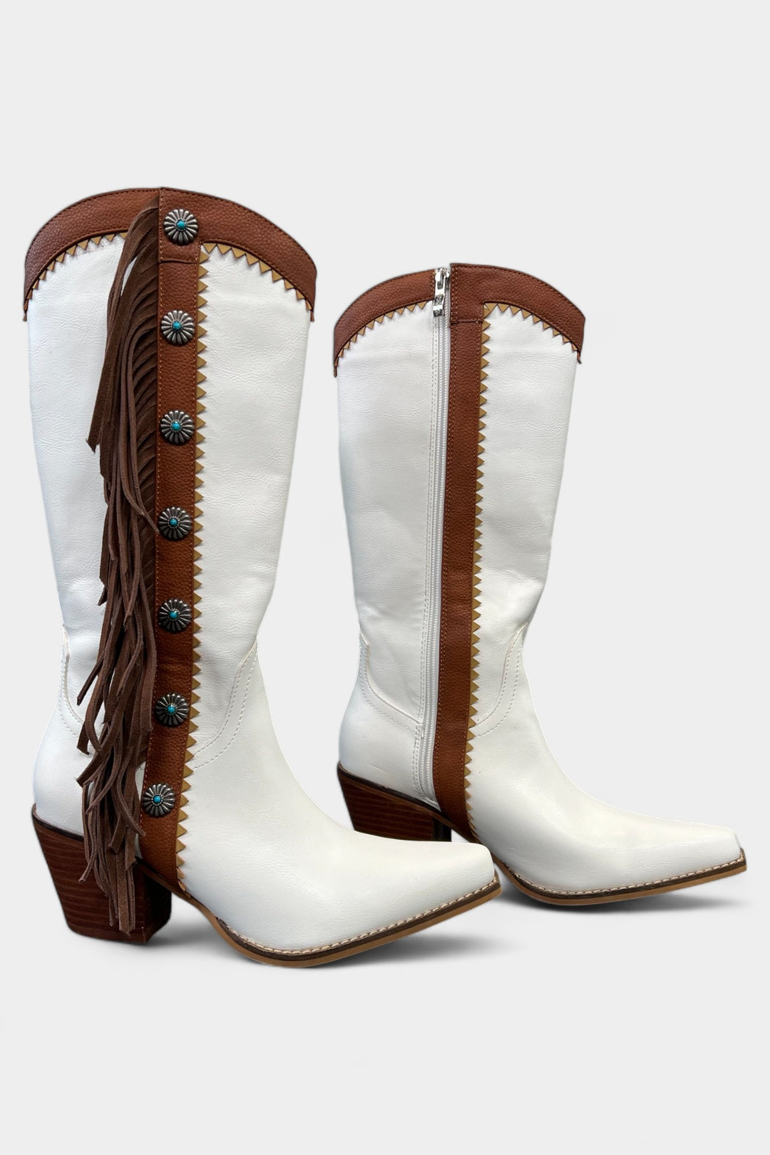 White Western Fringe Cowboy Boots