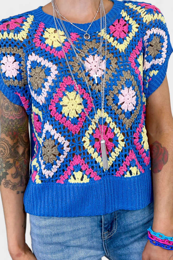 Blue Crochet Top