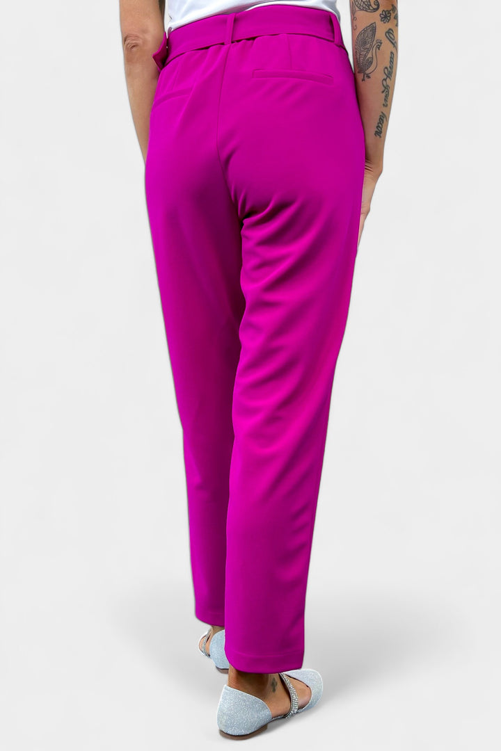 Magenta Belted Stretch Pants