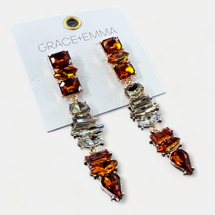 Amber Cascade Crystal Drop Earrings
