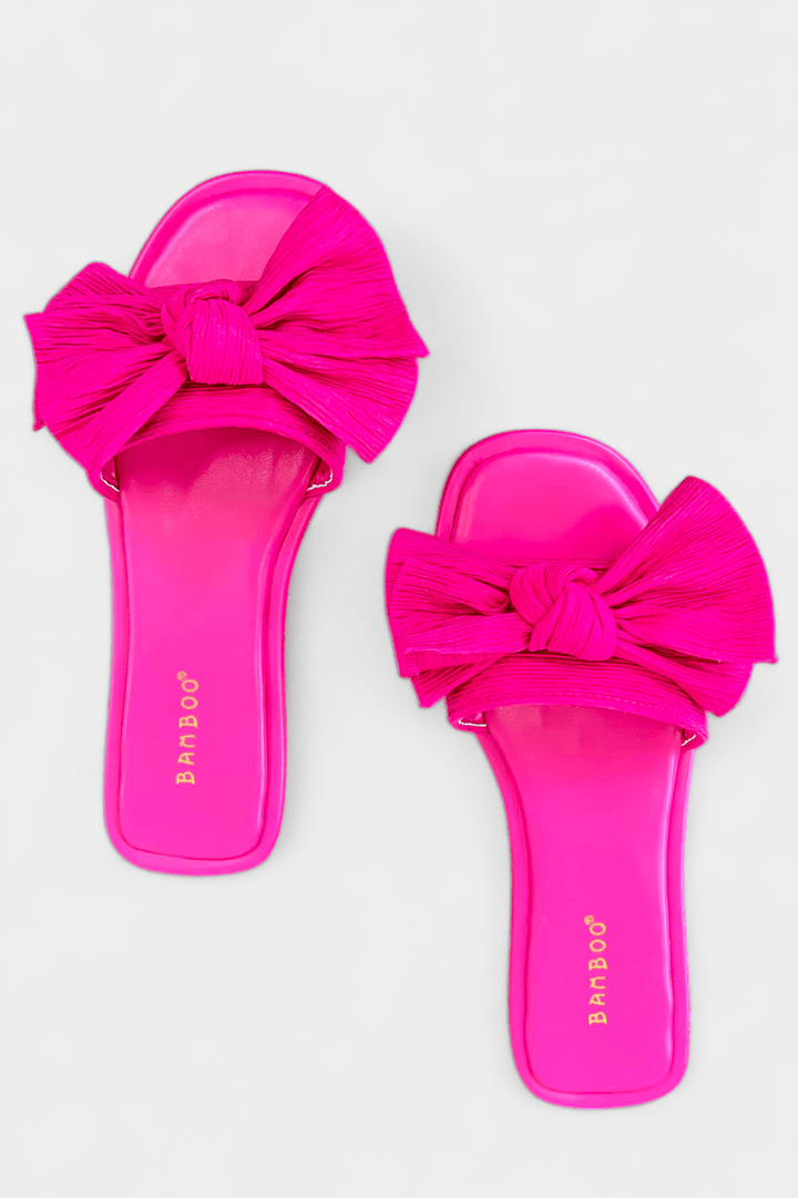 Hot Pink Bow Flat Sandals