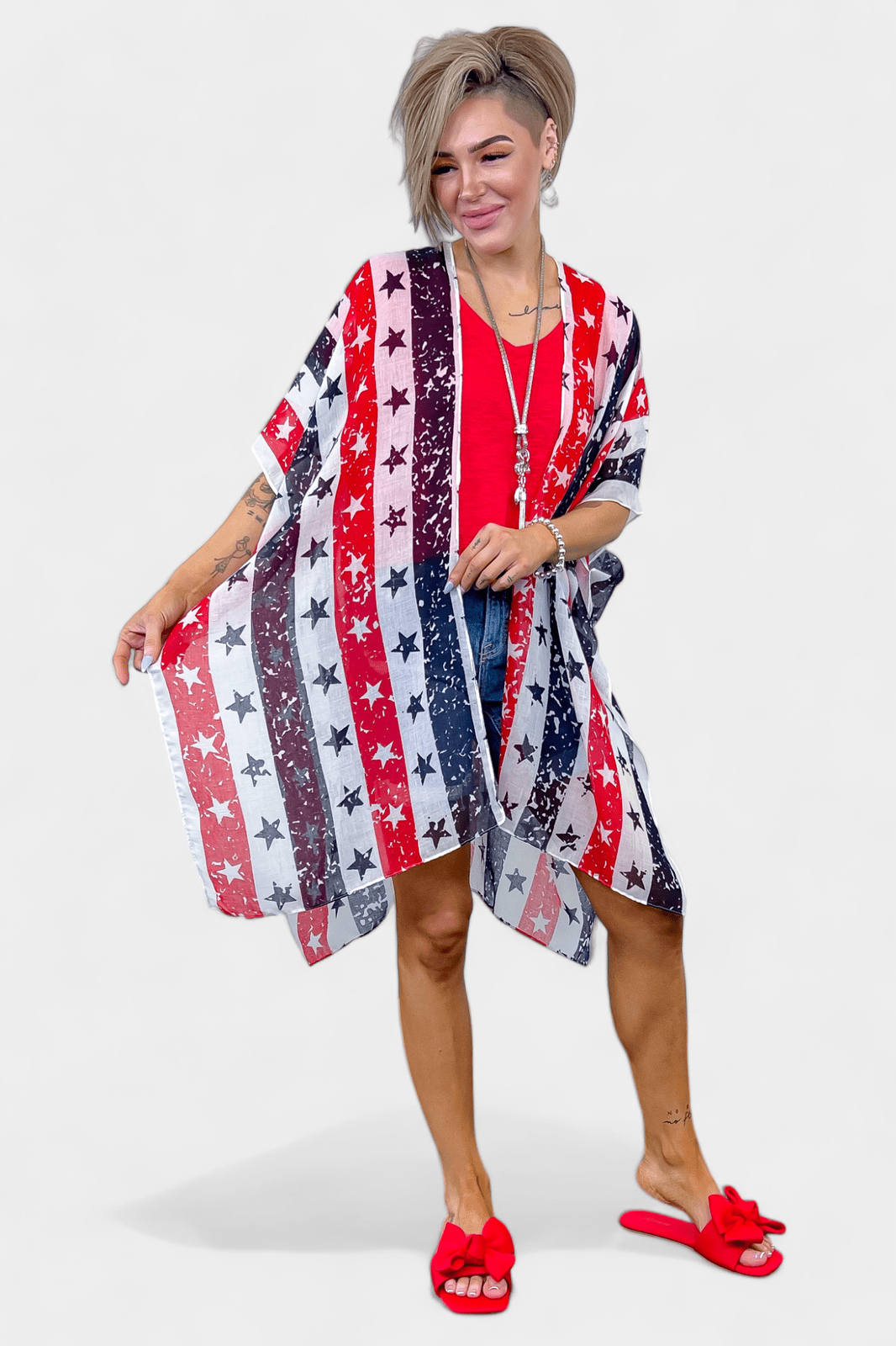 Distressed American Flag Kimono