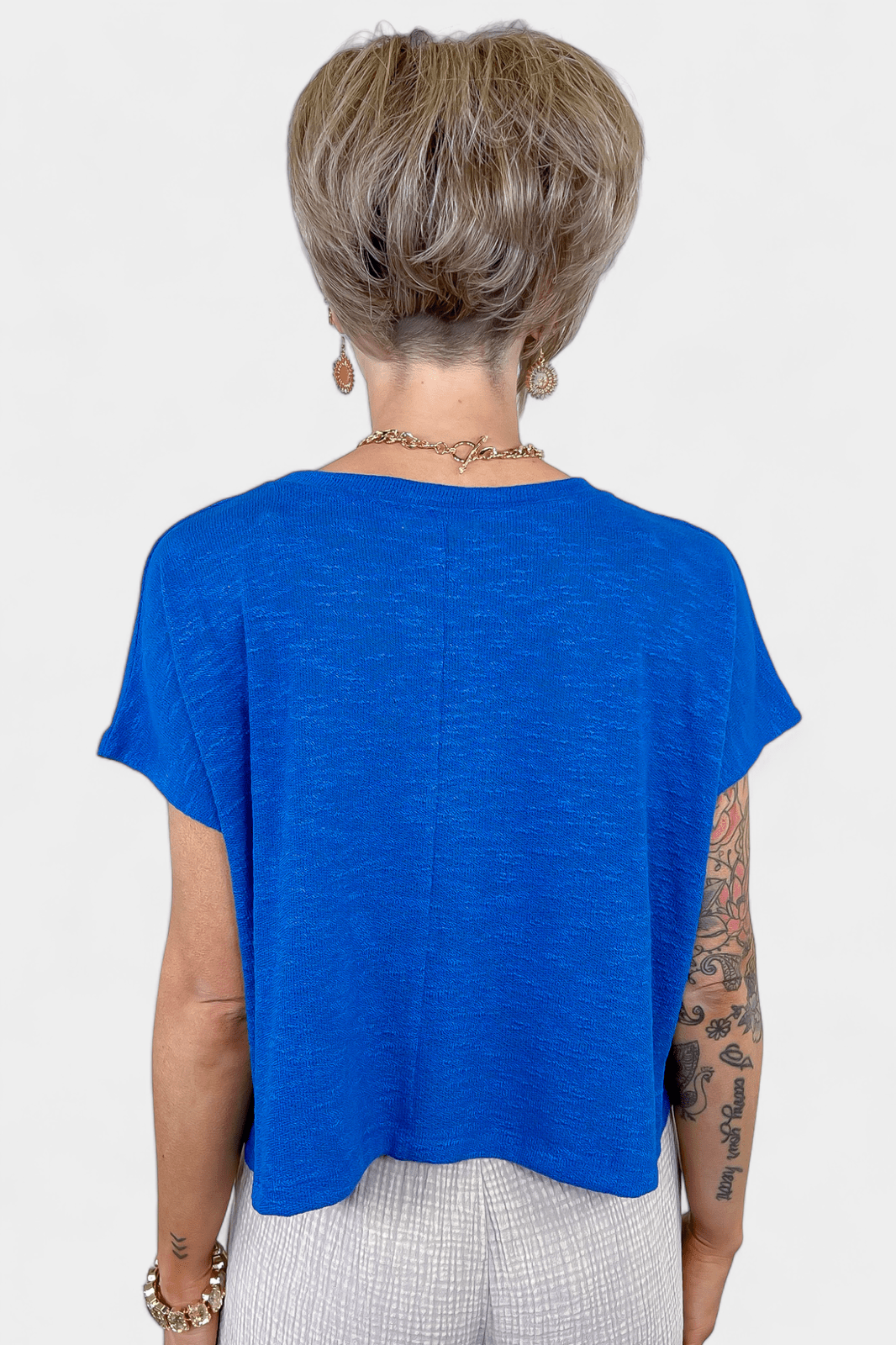 Blue Short Sleeve Crop Top