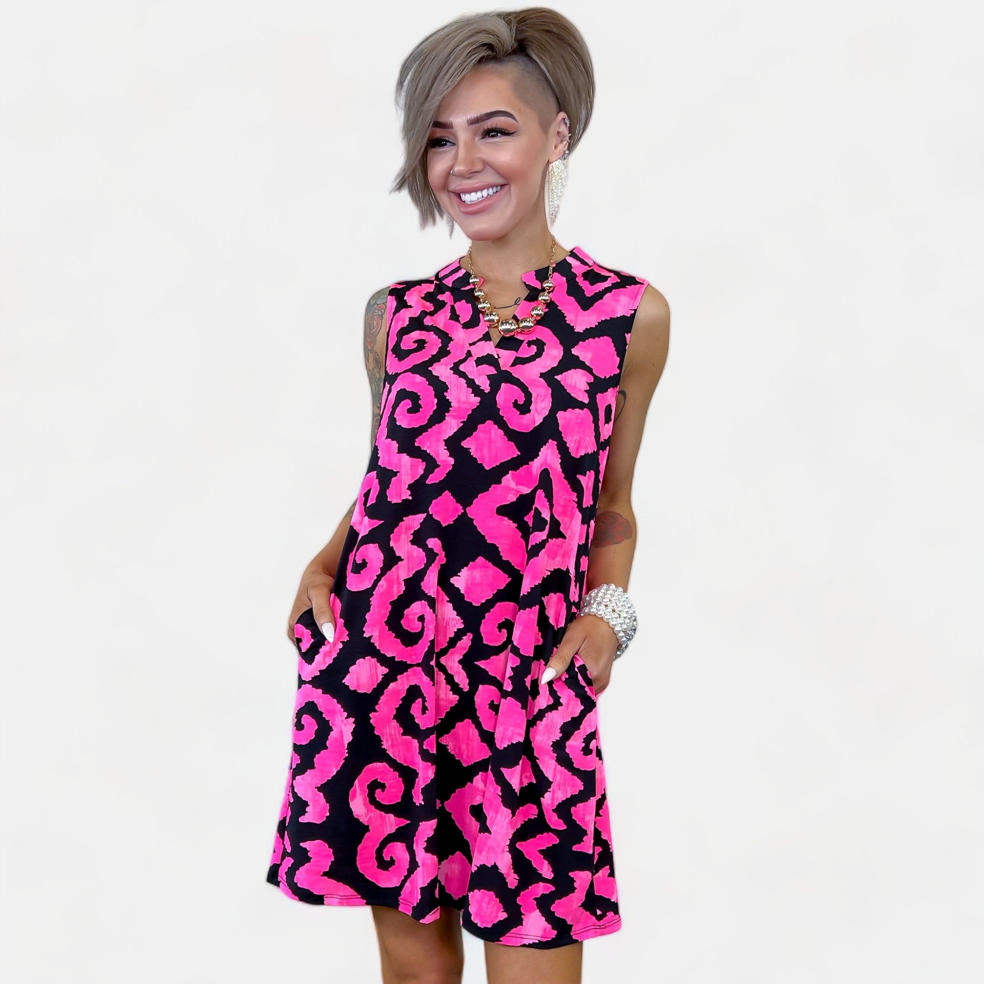 Black & Pink Lizzy Tank Dress