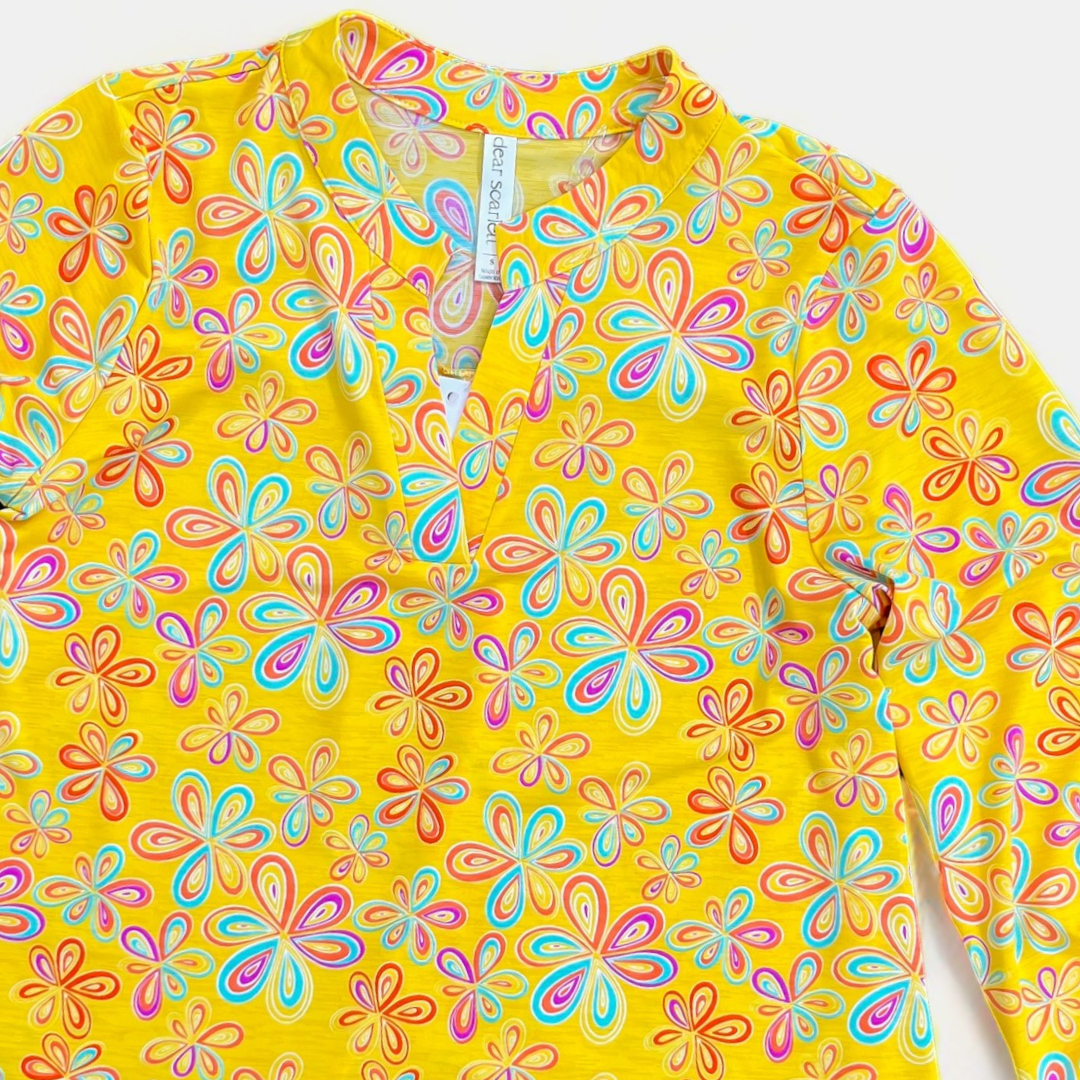 Yellow Abstract Floral Lizzy Top
