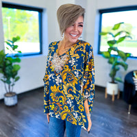 Damask Top | Teal Andree by Unit