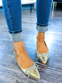 Stacy Flats | Gold - The ZigZag Stripe