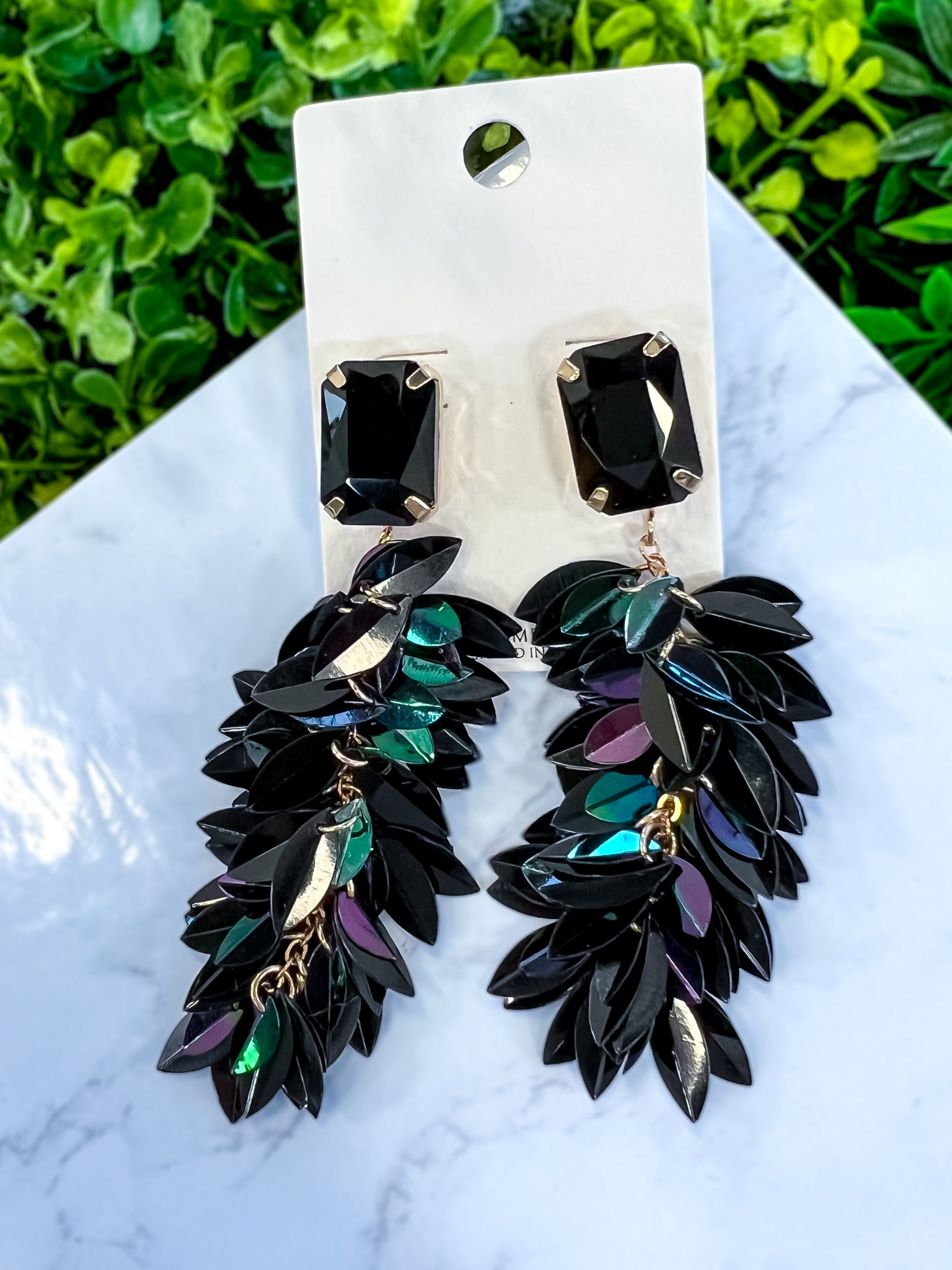Marquise Cluster Earrings | Black