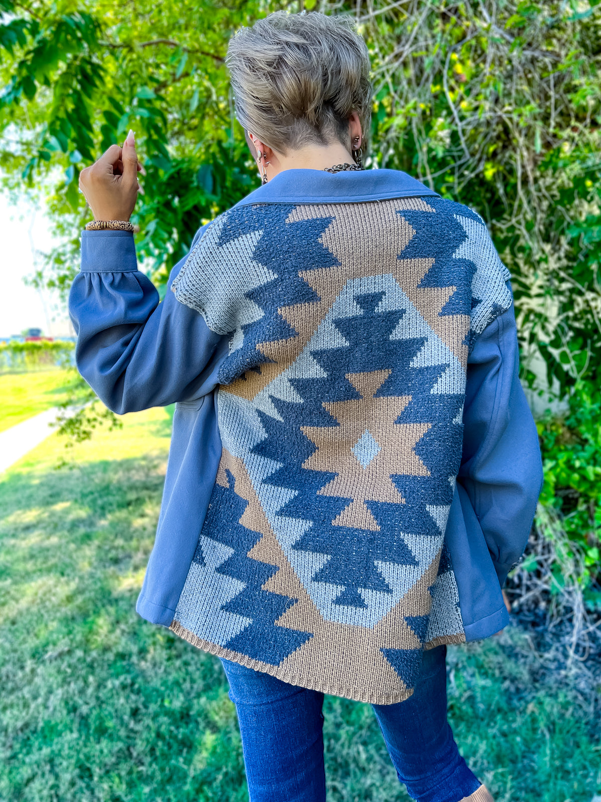 Aztec Jacket | Blue - The ZigZag Stripe