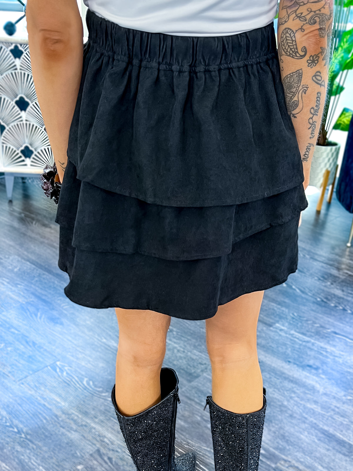 Corduroy Mini Skirt | Black - The ZigZag Stripe