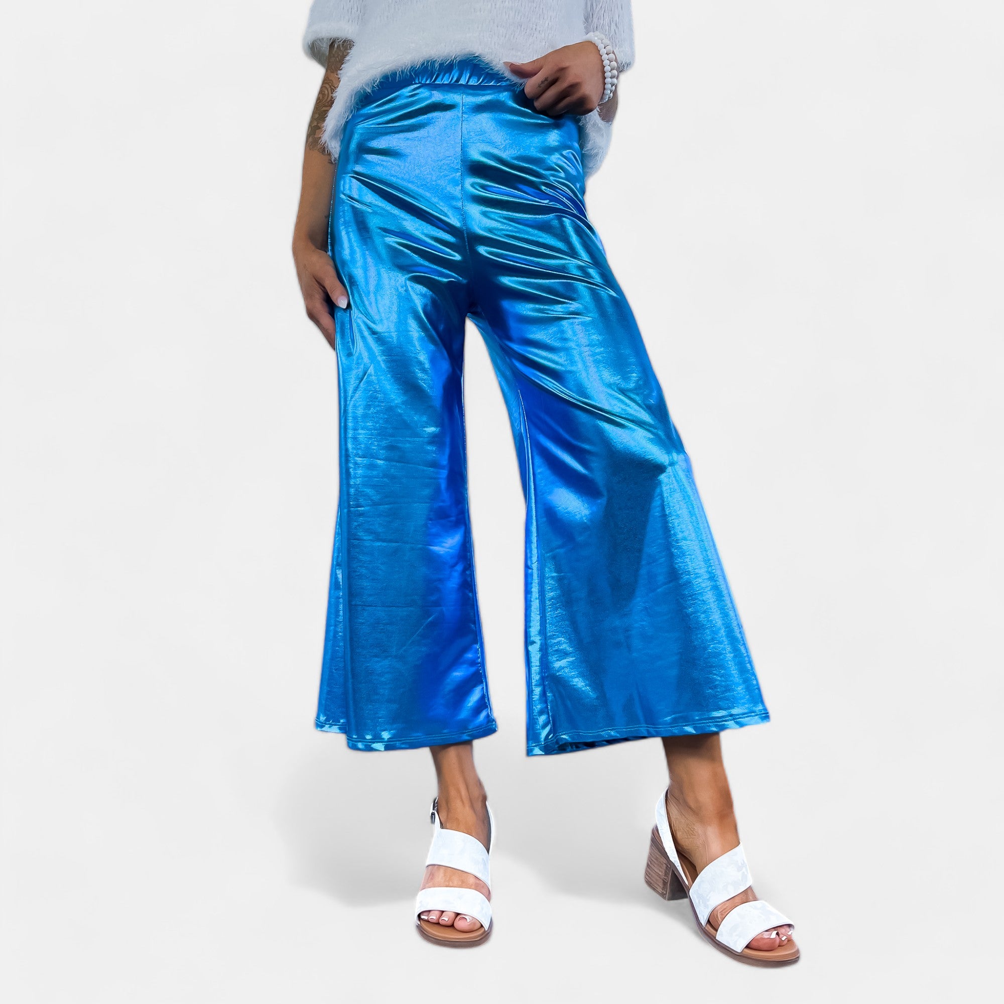 Metallic Crop Pants | Turquoise [NO RETURNS]