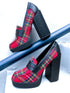 Red Plaid Platform Heels - The ZigZag Stripe