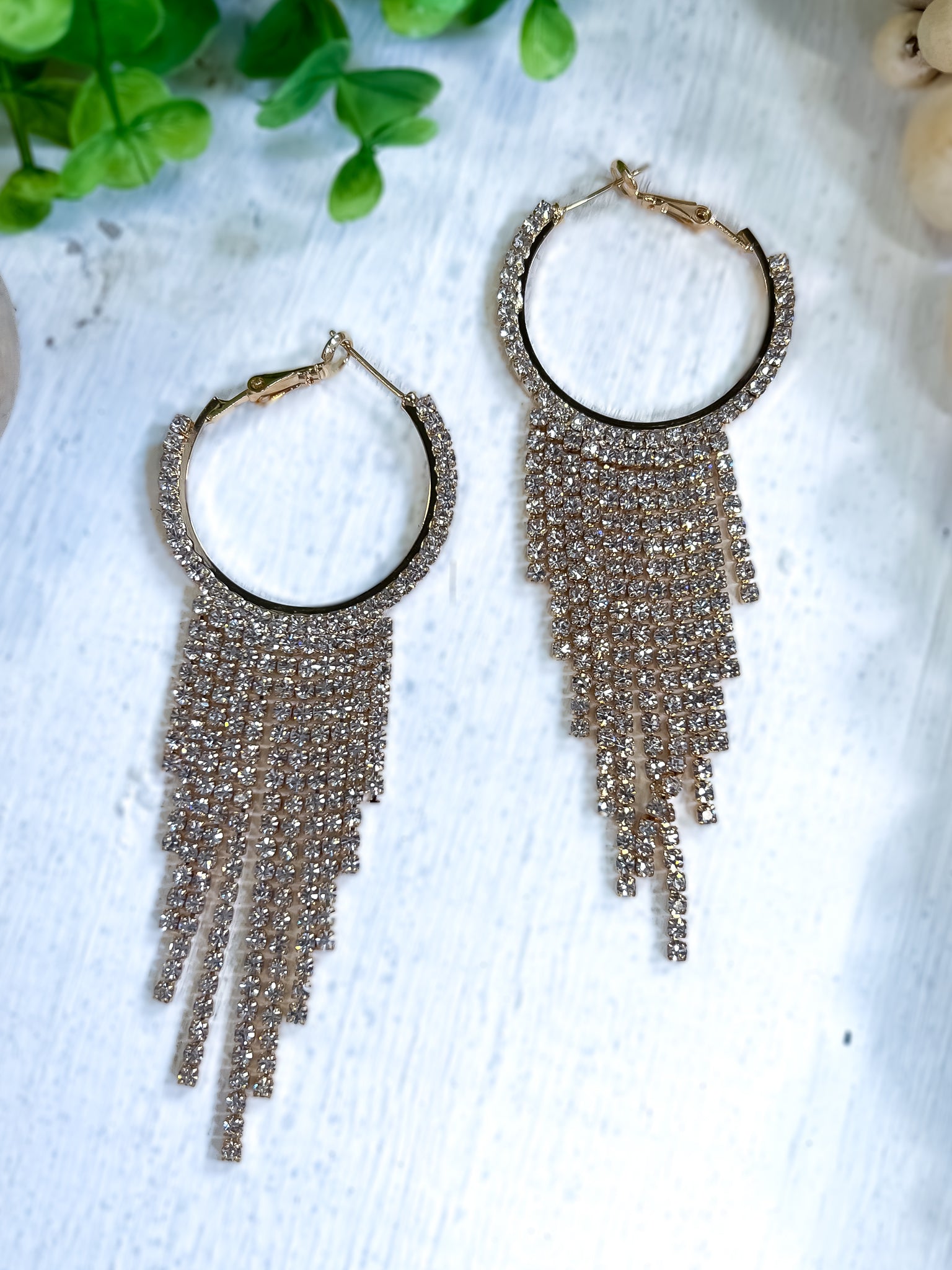 Rhinestone Chandelier Earrings | Gold