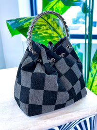 Checker Denim Bag | Black - The ZigZag Stripe