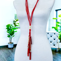 Bead Cluster Cord Necklace | Red - The ZigZag Stripe