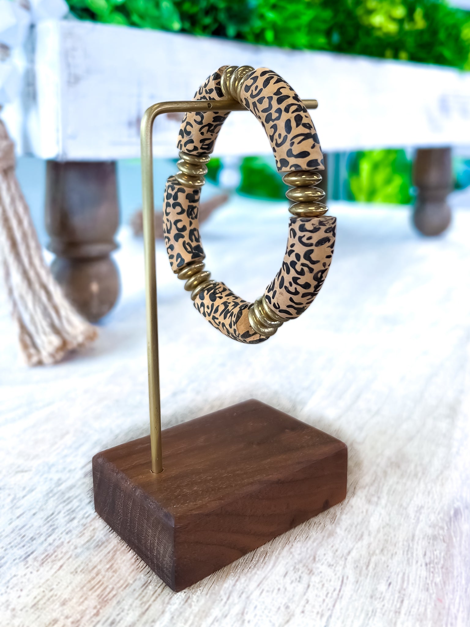 Wood Stretch Bracelet | Leopard
